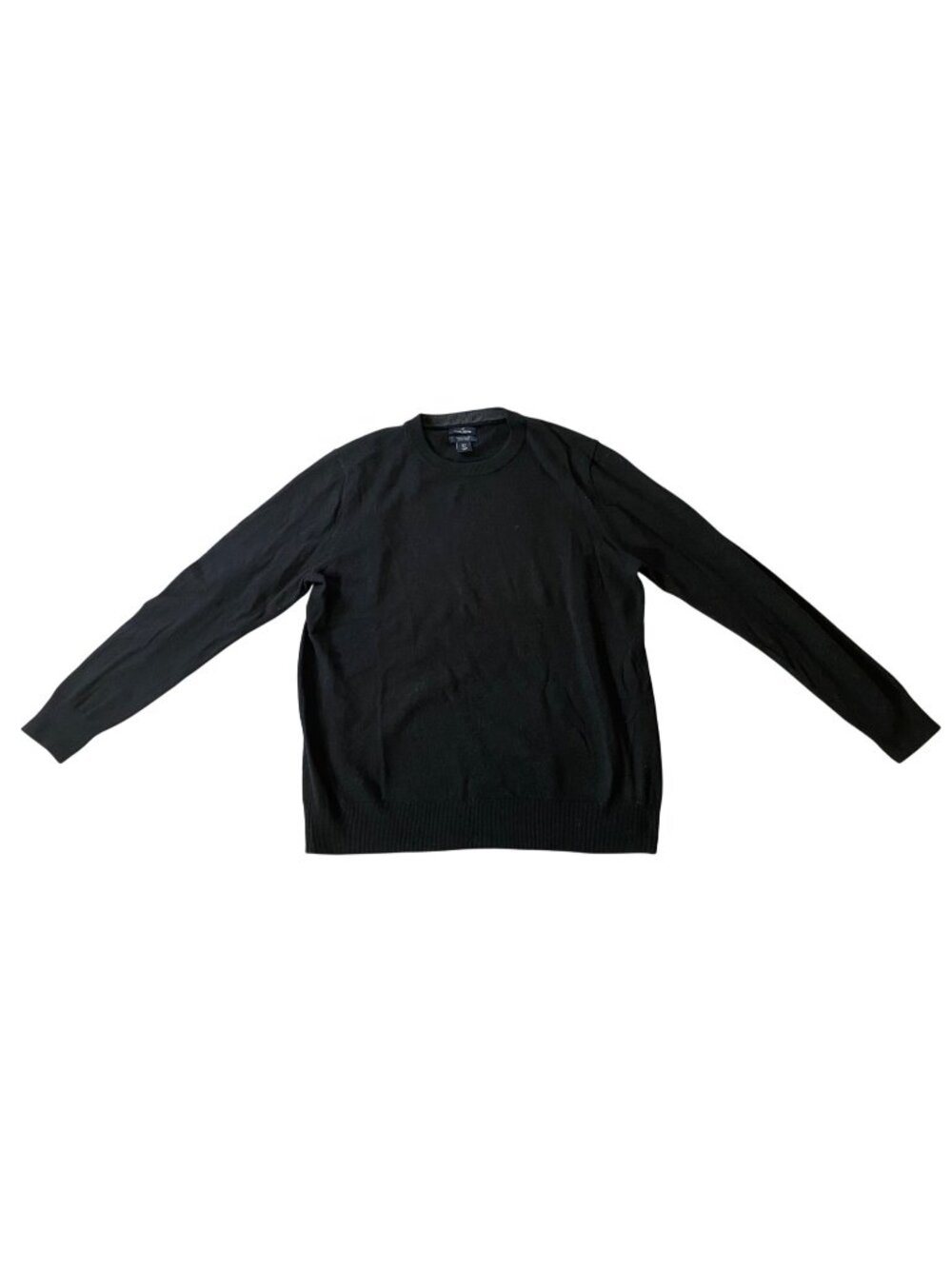 Daniel Hechter Black Extra Fine Merino Wool Crewneck Sweater Mens Large